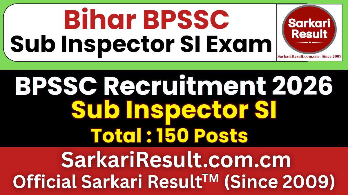 BPSSC Bihar Police Sub Inspector SI Recruitment 2026