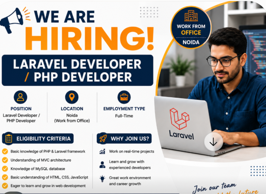 Laravel Developer / PHP Developer Jobs in Noida | Work From Office