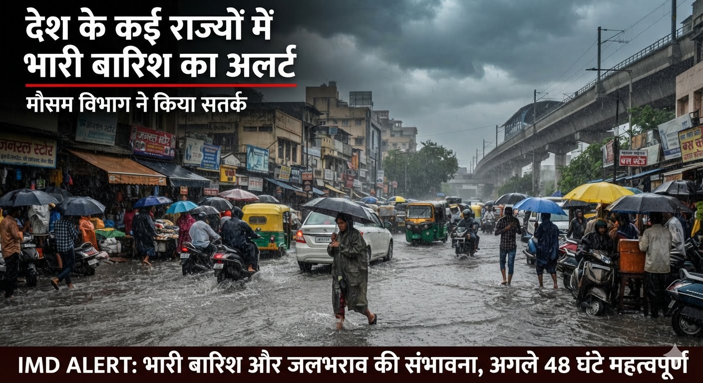 देश के कई राज्यों में भारी बारिश का अलर्ट, मौसम विभाग ने किया सतर्क