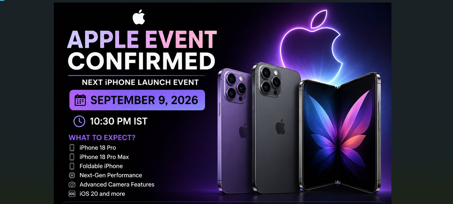 Apple Event Alert: iPhone 18 Launch Likely on September 9