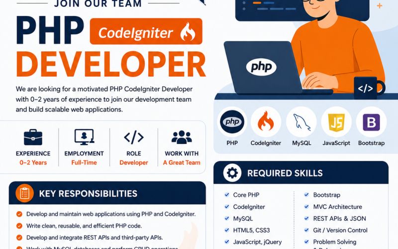 PHP CodeIgniter Developer Jobs | 0–2 Years Experience