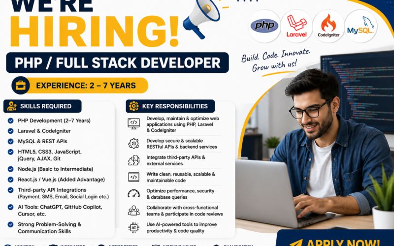 PHP Full Stack Developer Jobs | 2–7 Years Experience