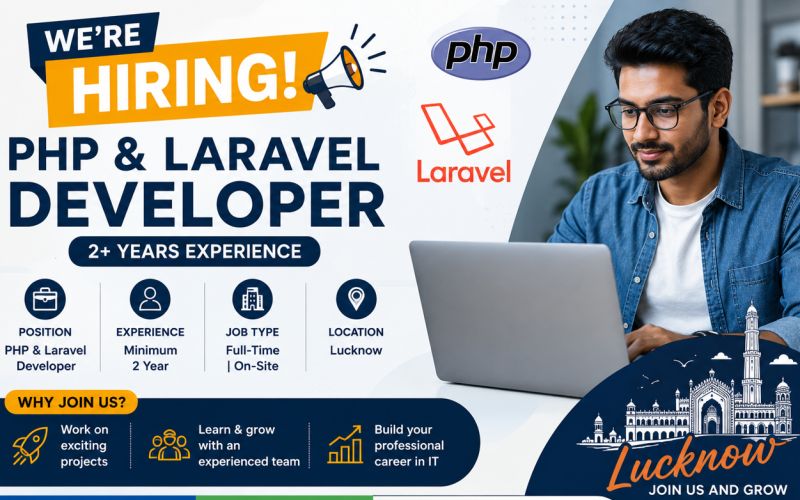 PHP & Laravel Developer Job in Lucknow – 2+ Years Experience