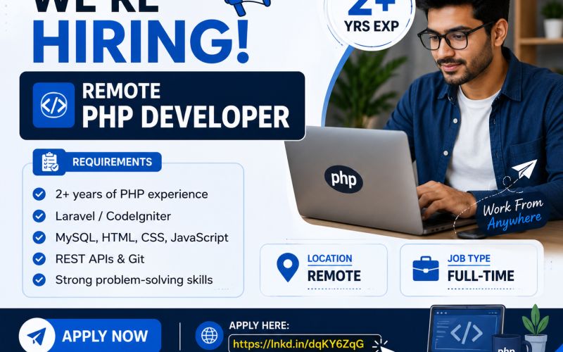Remote PHP Developer Job – 2+ Years Experience